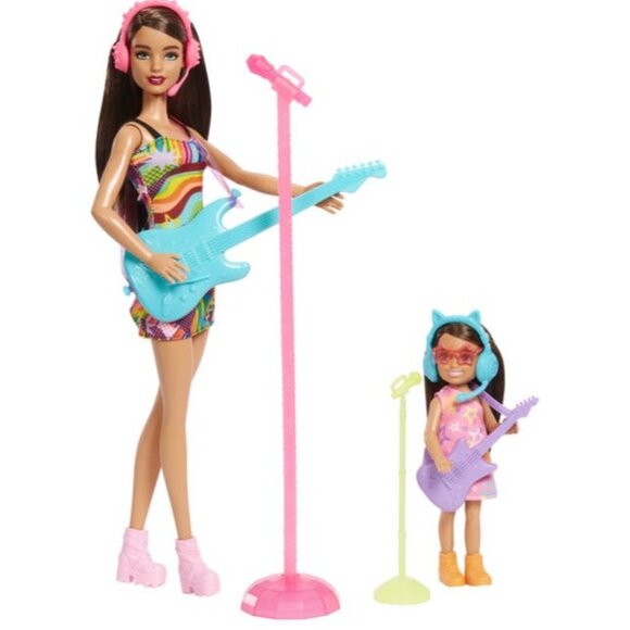 Barbie Doll & Chelsea Pop Star Sister Dolls Microphone Guitar Headphone 2022 - Picture 2 of 9